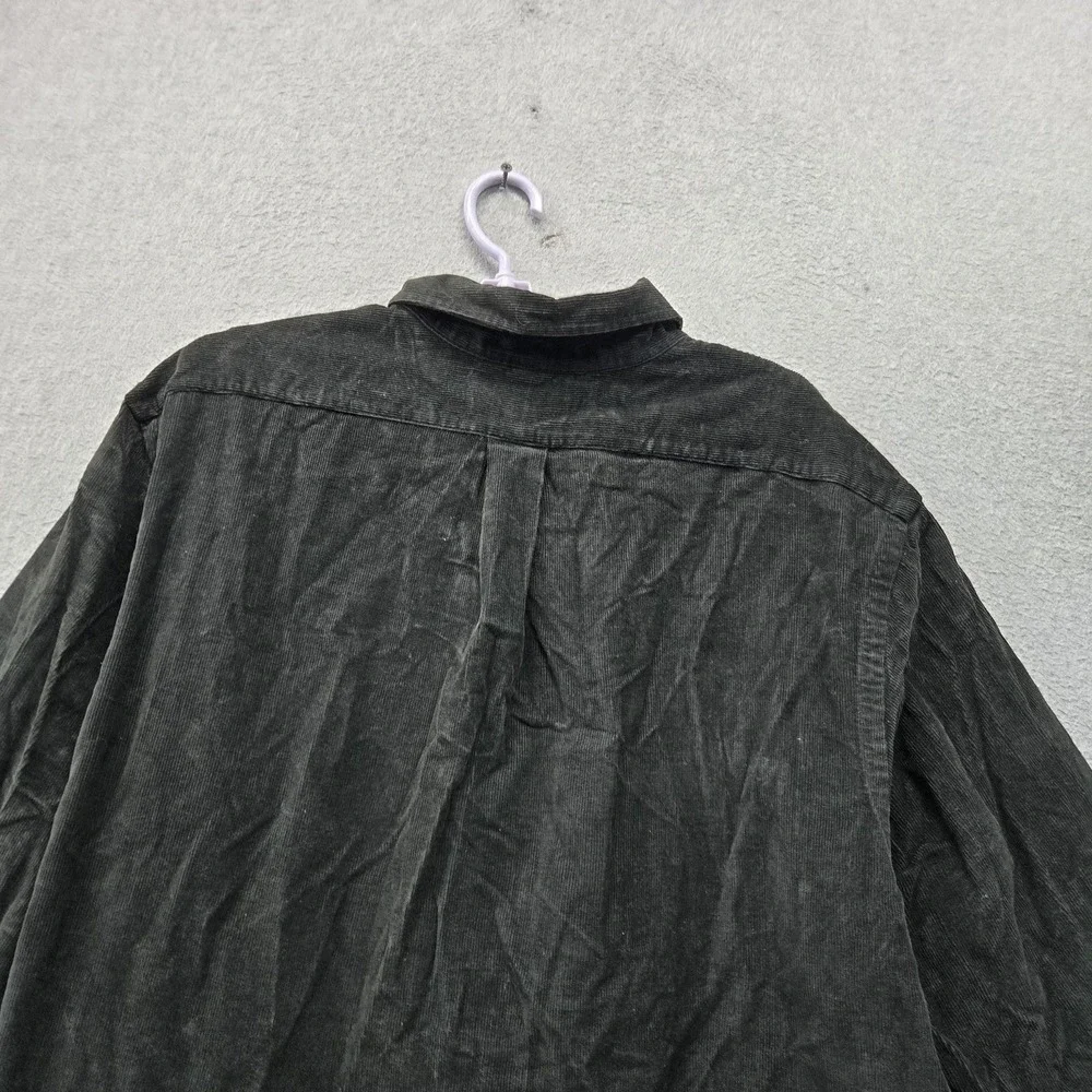 VINTAGE Ralph Lauren Men Button Up Shirt M Black Corduroy Custom Fit Logo Casual